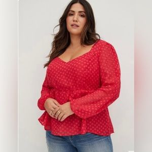 TORRID Peplum Chiffon Clip Heart Blouse - 3X (22/24)